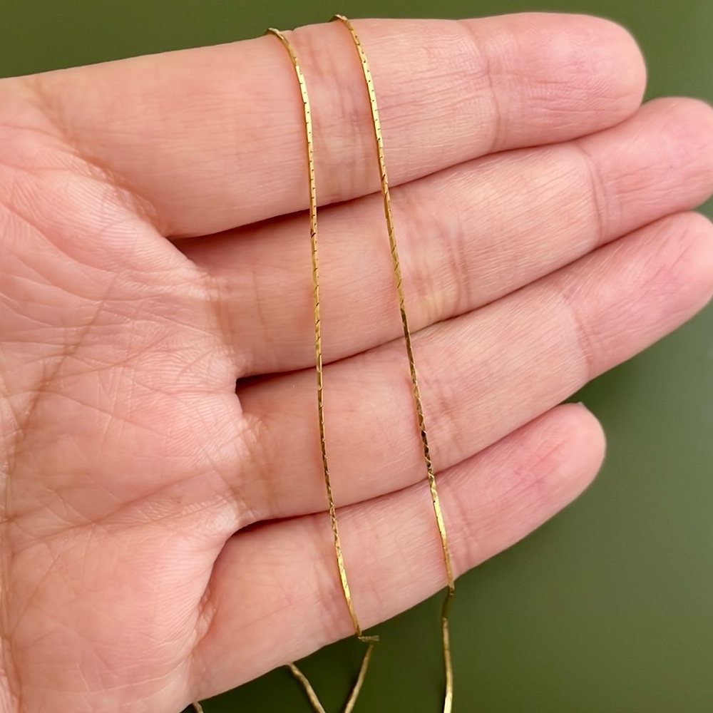 14k Gold Dainty Herringbone Chain
